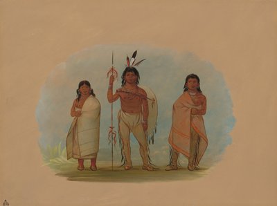 Ottawa-høvding, hans kone og en kriger, 18611869. af George Catlin