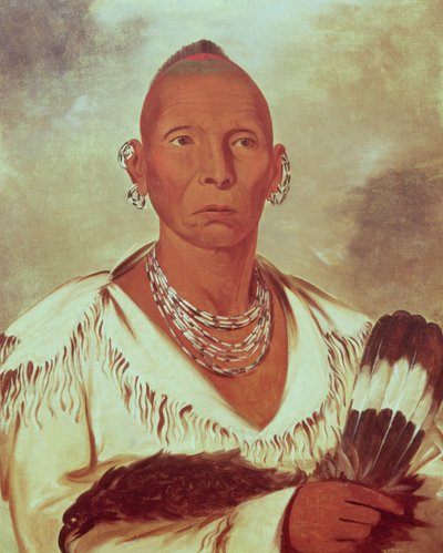 Portræt af Black Hawk, indianerhøvding af George Catlin
