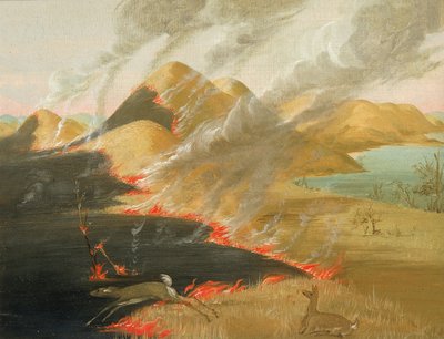 Prairie Bluffs brænder af George Catlin