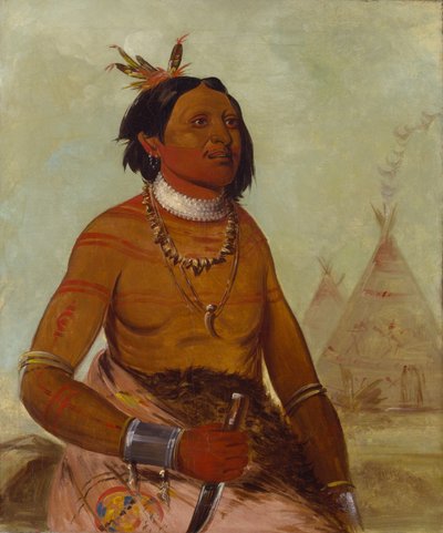 Quack-ham-kay, Stone Shell, a Brave, 1834. af George Catlin