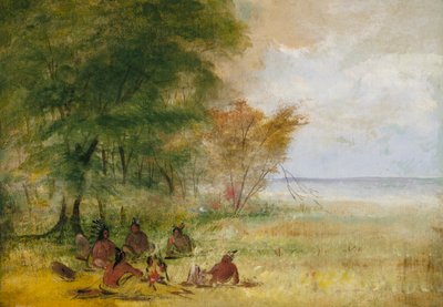 Sioux-indianernes råd og høvdinge i dybtgående overvejelser af George Catlin