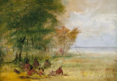 Sioux Indian Council, Chiefs in Found Deliberation, 1832-1837. af George Catlin