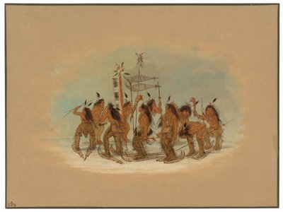 Snow Shoe Dance - Ojibbeway af George Catlin