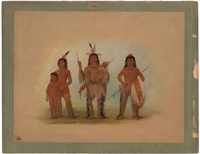 Spokane-chef, to krigere og en dreng af George Catlin