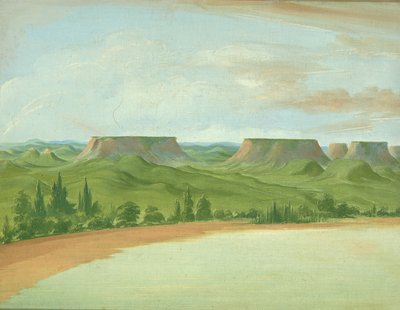 Square Hills, 1200 Miles over St. Louis, 1832. af George Catlin