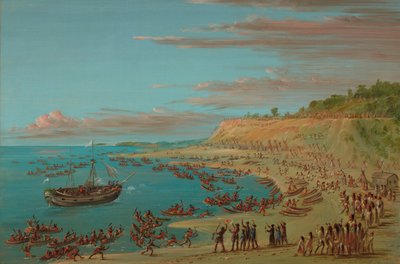 Griffinen går ind i havnen i Mackinaw. 27. august 1679, 18471848. af George Catlin
