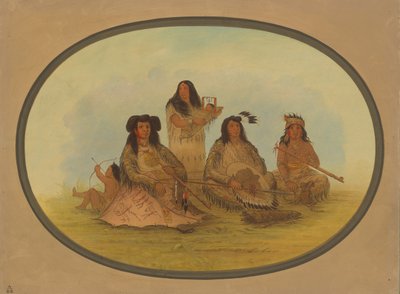 Sioux-høvdingen med flere indianere, 18611869. af George Catlin