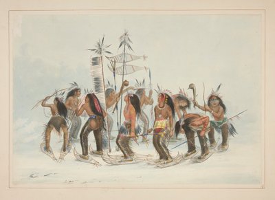 Sneskodansen, pl. 14 fra North American Indian Portfolio af George Catlin