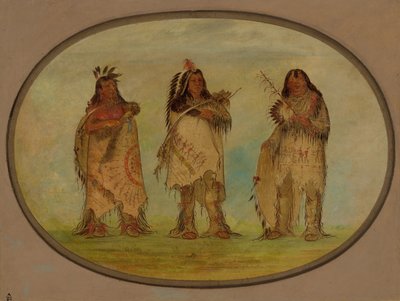 Three Distinguished Warriors of the Sioux Tribe, 1861. af George Catlin