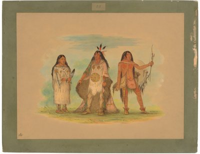 Tre Minatarree-indianere af George Catlin