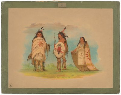 Tre Riccarree-indianere af George Catlin