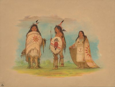 Tre Riccarree-indianere, 1861. af George Catlin