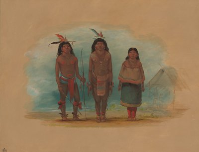 Tre Taruma-indianere, 18541869. af George Catlin