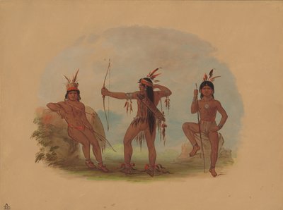 Tre Woyaway-indianere, 18541869. af George Catlin