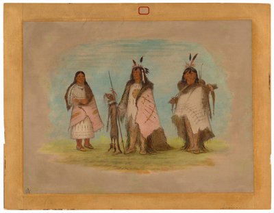 To Blackfoot Warriors og en kvinde af George Catlin