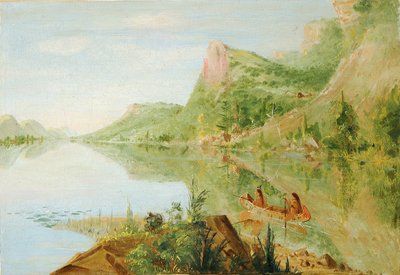 Udsigt over Wisconsin-floden, Winnebago skyder ænder af George Catlin