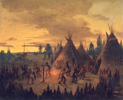 Krigsdans, Sioux af George Catlin