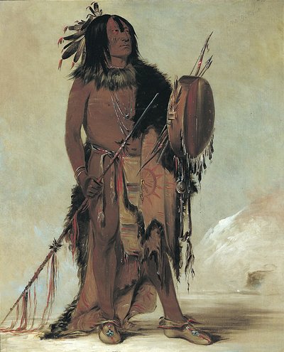 Wún-nes-tou, hvid bøffel, en ældre medicinmand af George Catlin