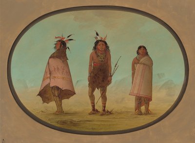 Yntah Medicine Man, en kriger og en kvinde, 18551869. af George Catlin