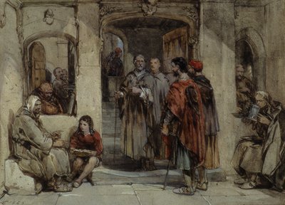 A Scene of Monastic Life, 1850 (wc på papir) af George Cattermole