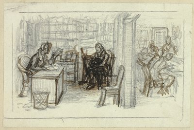 Udsigt over biblioteket af George Cattermole