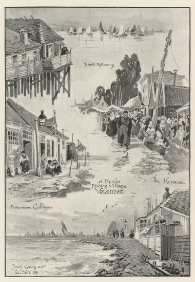 En hollandsk fiskerby Volendam af George Charles Haite