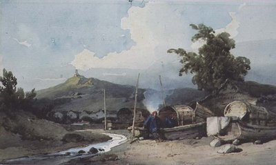 Bådboliger, Macao, Kina af George Chinnery