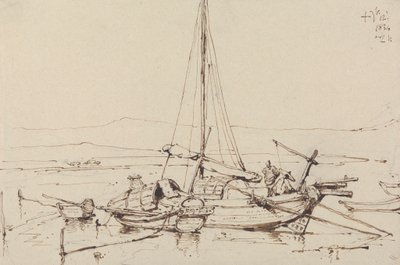 Kinesiske både, 1834 af George Chinnery