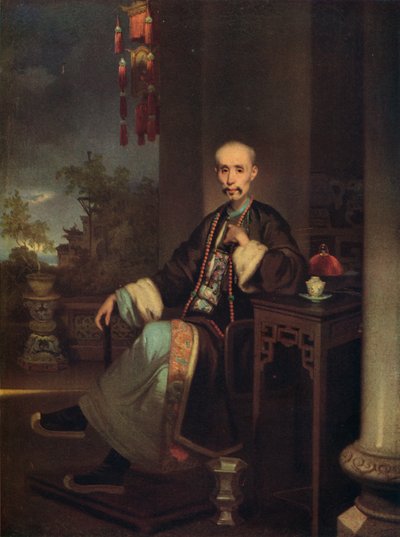 How Qua, leder af Hong-købmændene i Canton, c1830 af George Chinnery
