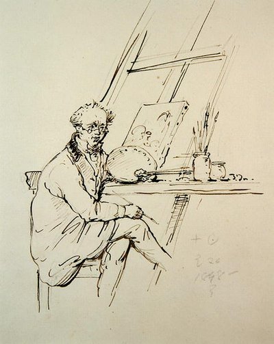 Selvportræt (pen og blæk på papir) af George Chinnery