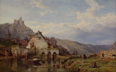 Udsigt over Bouvignes ved Maas af George Clarkson Stanfield