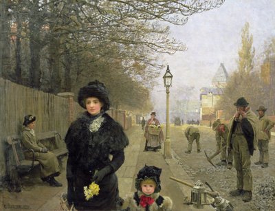 A Spring Morning, Haverstock Hill, 1881 af George Clausen