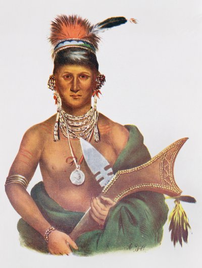 Appanoose, en saukhøvding, 1837, illustration fra "The Indian Tribes of North America, Vol.2", af Thomas L. McKenney og James Hall, udgivet af John Grant. af George Cooke