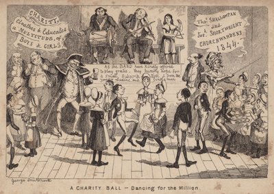 Et velgørenhedsbal - dans for millionen; tegneserie af George Cruikshank