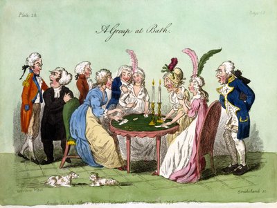 A Group at Bath, 1796 (håndfarvet akvatint) af George Cruikshank