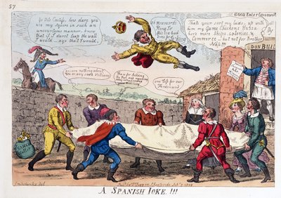 En spansk vittighed, pub. 1808 (håndfarvet gravering) af George Cruikshank
