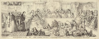 En satirisk tegneserie af Queens Bench af George Cruikshank