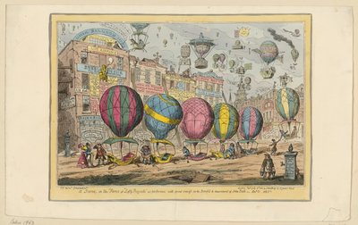 En scene fra farsen „Lofty Projects“, opført med stor succes til gavn og underholdning for John Bull af George Cruikshank