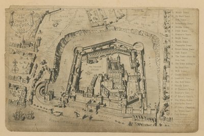 Udsigt over Tower of London i 1553 af George Cruikshank