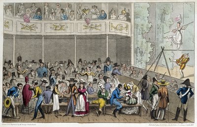 Akrobatshow på Café de la Paix - i "Life in Paris" af David Carey, London af George Cruikshank