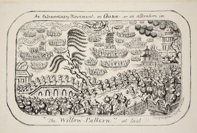 En ekstraordinær bevægelse om Kina - eller - endelig en ændring i Pilemønsteret!!, pub. 1853 af George Cruikshank
