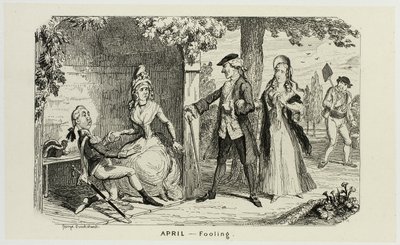 April - Fooling fra George Cruikshanks stålstik til The Comic Almanacks: 1835-1853 af George Cruikshank