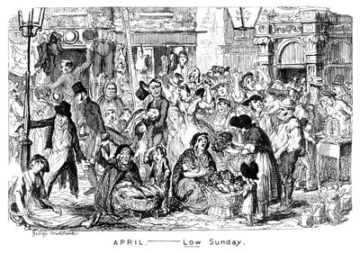 april - lav søndag, 1800-tallet. af George Cruikshank