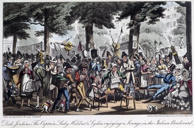 Boulevard des Italiens - i "Life in Paris" af David Carey, London af George Cruikshank