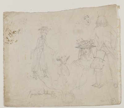 Karakterstudier (blyant, pen og blæk på papir) af George Cruikshank