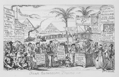Billige udflugtstog, dvs. fremtiden for masseturismen forestillet (gravering) af George Cruikshank