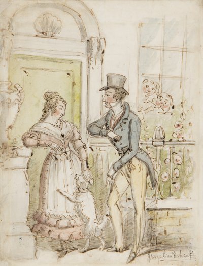 Frieri, ca. 1835 (pen, pensel, blæk & wc på papir) af George Cruikshank