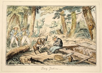 Davy Jenkins, fra Greenwich Hospital, en serie af flådeskitser, Descriptive of a Life of a Man-of-Wars Man, pub. 1826 (håndfarvet gravering) af George Cruikshank