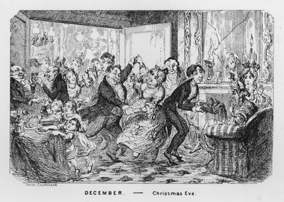 december, juleaften (gravering) af George Cruikshank