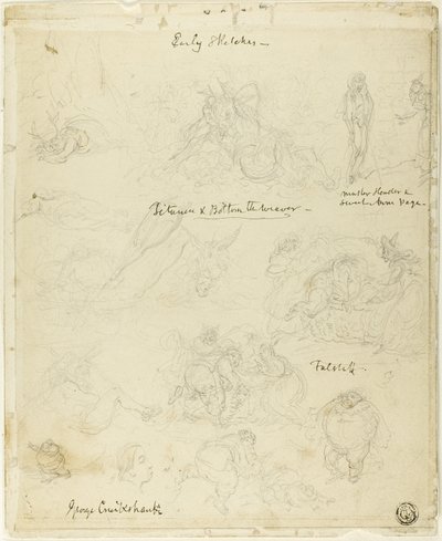 Tidlige skitser til Falstaff, Midsommernatsdrøm af George Cruikshank